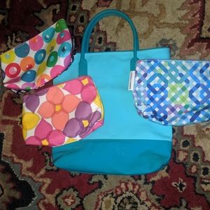 Clinique bag and 3 make up bags